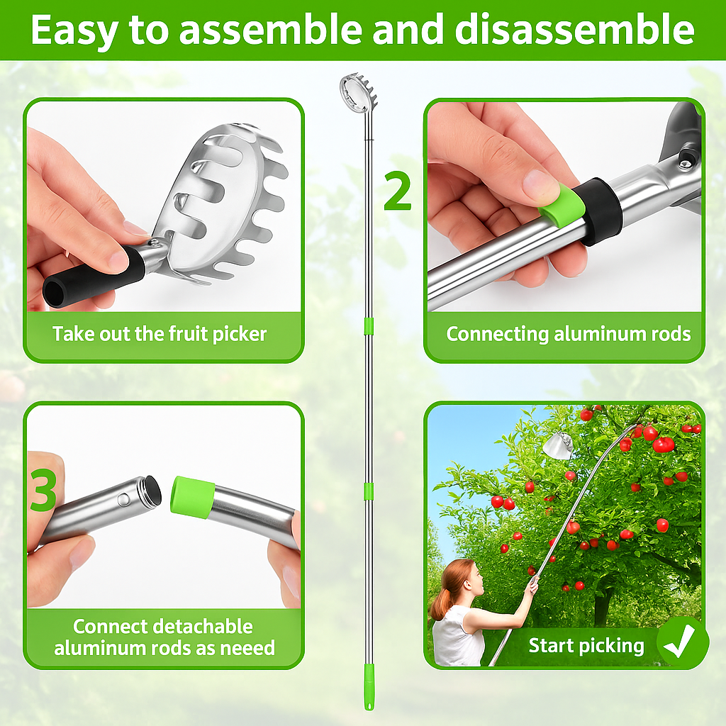 🔥 Last Day Sale - 50% Off🔥 1 Set Fruit Picker Fruit Picking Tool With Storage Bag